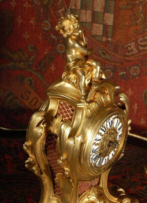 fig 3. Antique French Rococo Boudoir Table Clock ~ Samuel Marti